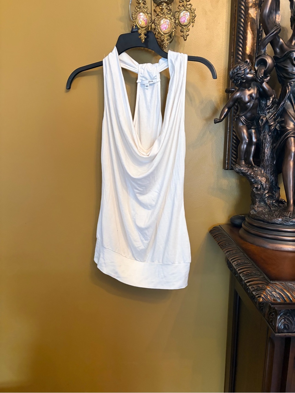 Draped Cowl Neck Camisole Tank Top in White